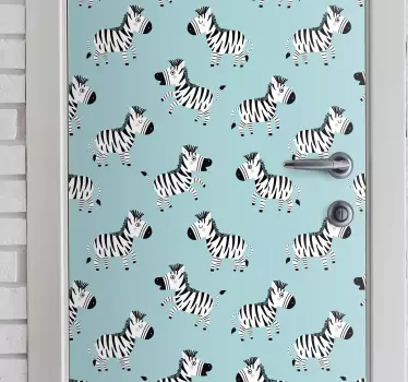 Naklejka na drzwi Urocza zebra dla dzieci - TenStickers