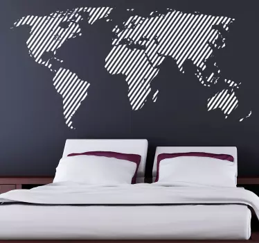 Diagonally Lined World Map Decal - TenStickers