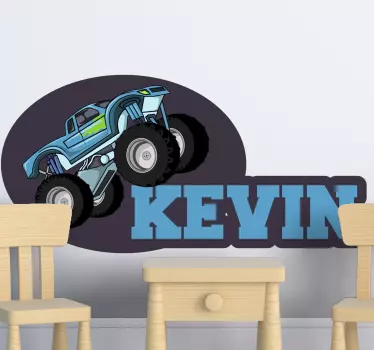 Personalised monster truck toy sticker - TenStickers