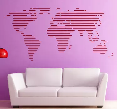 Streifen Weltkarte Aufkleber - TenStickers