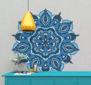 Naklejka na ścianę kwiaty Mandala niebieski lotosu - TenStickers