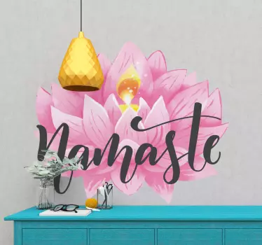 Namaste pink lotus flower wall sticker - TenStickers