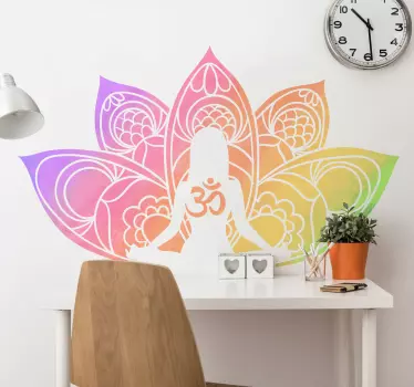Lotus multicoloured yoga flower wall sticker - TenStickers