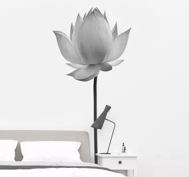 Sticker Fleur Lotus en niveaux de gris - TenStickers