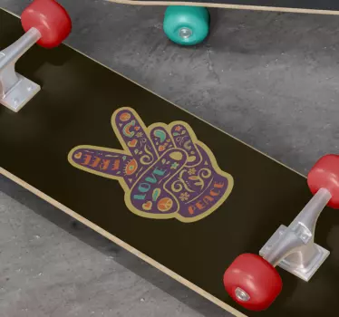 Nálepka skateboardu s hippie mierou - Tenstickers