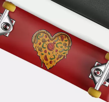 Pizza heart skateboard sticker - TenStickers
