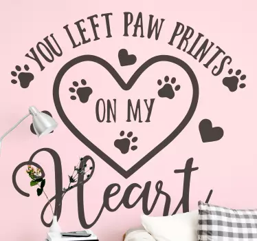 Paw prints in my heart  pet sticker - TenStickers