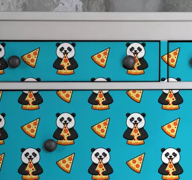 Naklejka na meble Panda jedząca pizzę - TenStickers