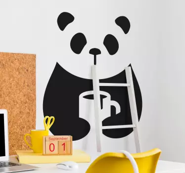 Panda drinking coffee animal wall sticker - TenStickers