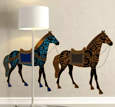 Patterned Horses Wall Sticker - TenStickers