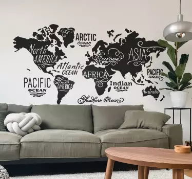 Wolrd map with details world map wall sticker - TenStickers