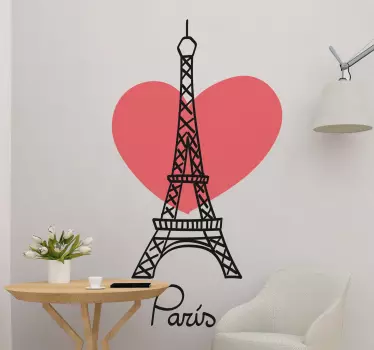 巴黎小心脏埃菲尔铁塔贴图 - TenStickers