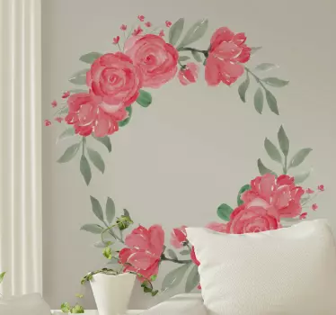 Peony circle flower wall decal - TenStickers