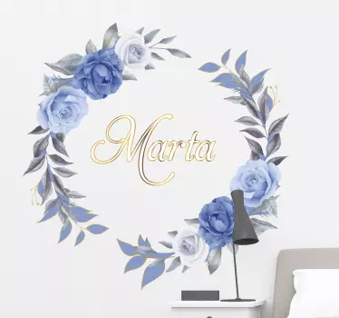Peony name in circle flower wall decal - TenStickers