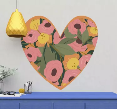 peony frame hearts flower wall sticker - TenStickers