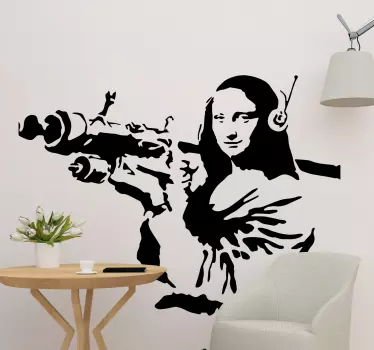 蒙娜丽莎与火箭筒的墙壁艺术贴纸 - TenStickers