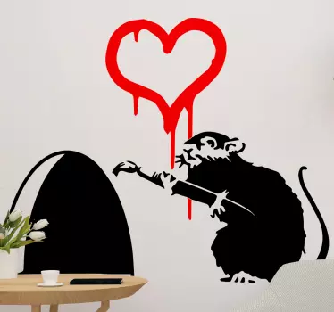 rat and a heart banksy sticker - TenStickers