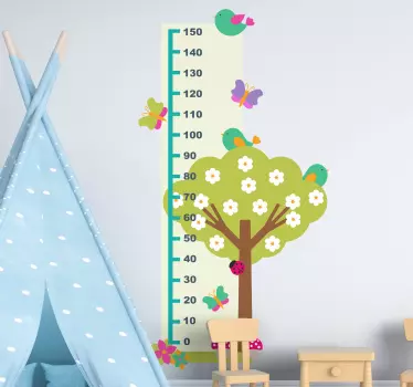 Butterfly and Tree height chart wall sticker - TenStickers