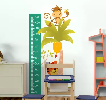 Monkey and Tiger height chart wall sticker - TenStickers