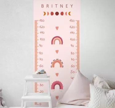 Personalized pink height chart wall sticker - TenStickers