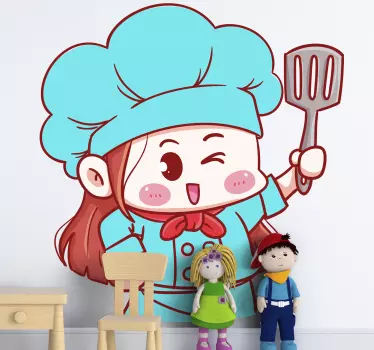 Small anime cook cartoon sticker - TenStickers