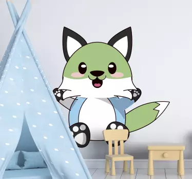 Anime colorful fox cartoon sticker - TenStickers