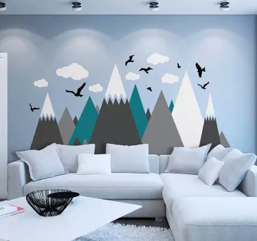Snowing Mountain  nature wall decal - TenStickers