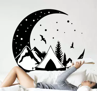 mountains and moon night nature wall sticker - TenStickers