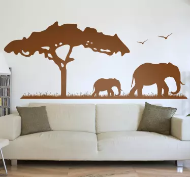 아프리카 코끼리 사파리 벽 스티커 - TenStickers