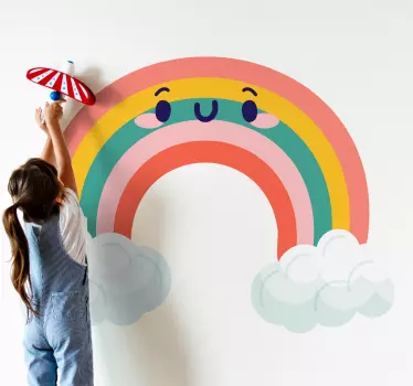 Cute clouds rainbow smiling cartoon sticker - TenStickers