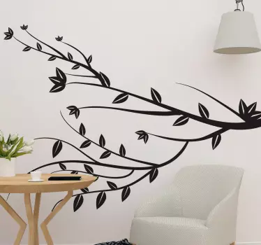 Hanging green leaves plant decals - TenStickers