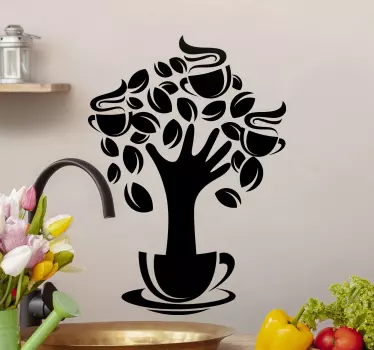 Coffee cup tree drink sticker - TenStickers