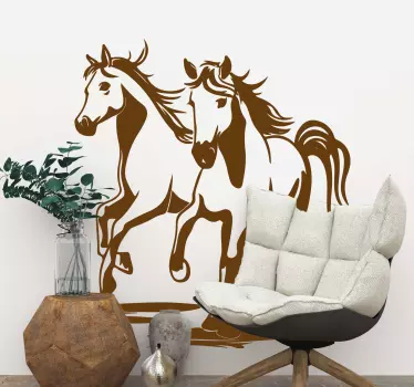 Naklejka na ścianę zwierzęta domowe Dwa konie obok siebie - TenStickers