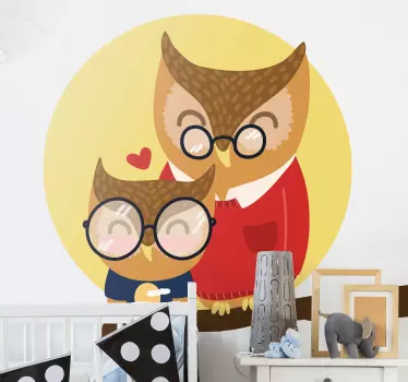 Owl family illustration sticker - TenStickers