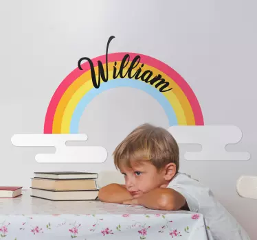 Personlig navn på regnbue børnehave klistermærke - TenStickers