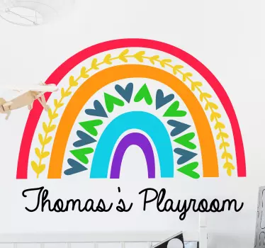 Patterned personalized rainbow playroom decal - TenStickers