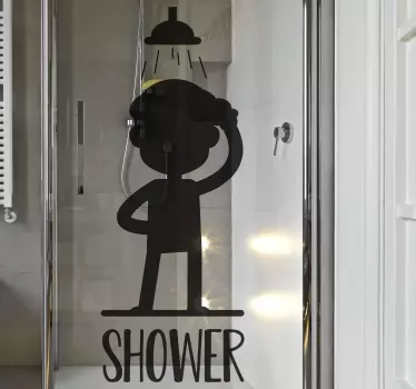 Shower man shower screen sticker - TenStickers