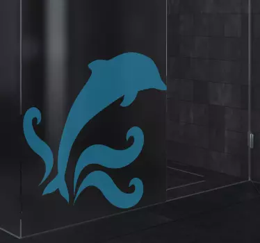 Jumping Dolphin shower screen decal - TenStickers