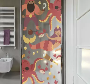 Pirate Octopus shower screen sticker - TenStickers