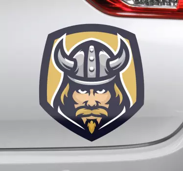 Scandinavian Viking with horn Car Sticker - TenStickers