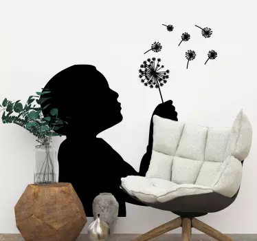 Dandelion and silhouette person wall sticker - TenStickers