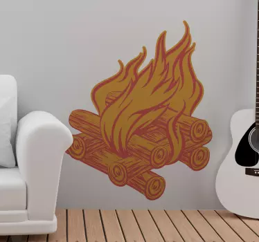 Burning logs fireplace object sticker - TenStickers