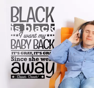 Juodas yra juodos dainos žodžių lipdukas - „Tenstickers“