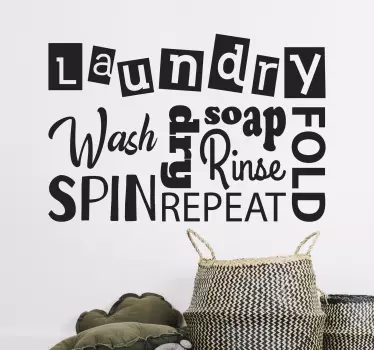 Laundry words monocolor house sticker - TenStickers
