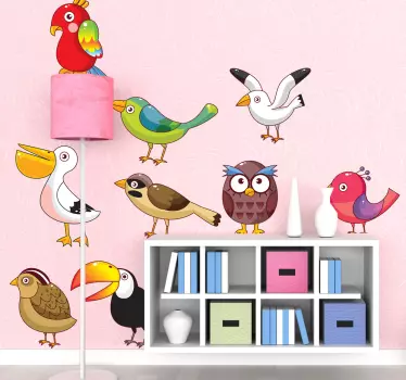 Sticker infantil variedad de aves - TenVinilo