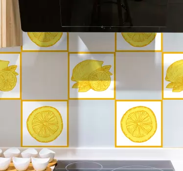 Orange and Lemon Sketch TILES tile sticker - TenStickers