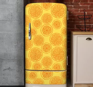 オレンジ色の手描きパターン冷蔵庫冷蔵庫ステッカー - TENSTICKERS
