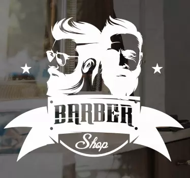 Classic barber shop with men wall stickers - TenStickers