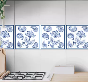 Paisley and flowers tile sticker - TenStickers