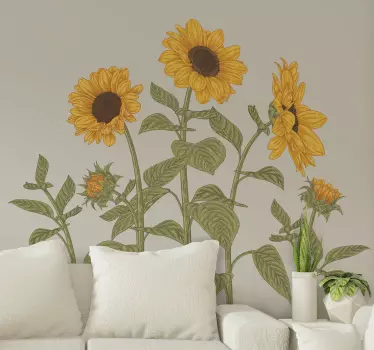 Vinilo flores de sol de campo - TenVinilo
